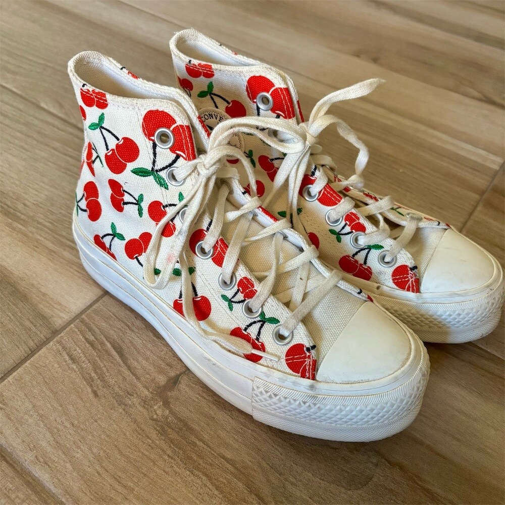 Converse Chuck Taylor All Star Lift Hi Sneakers Womens 6 Cherry Print